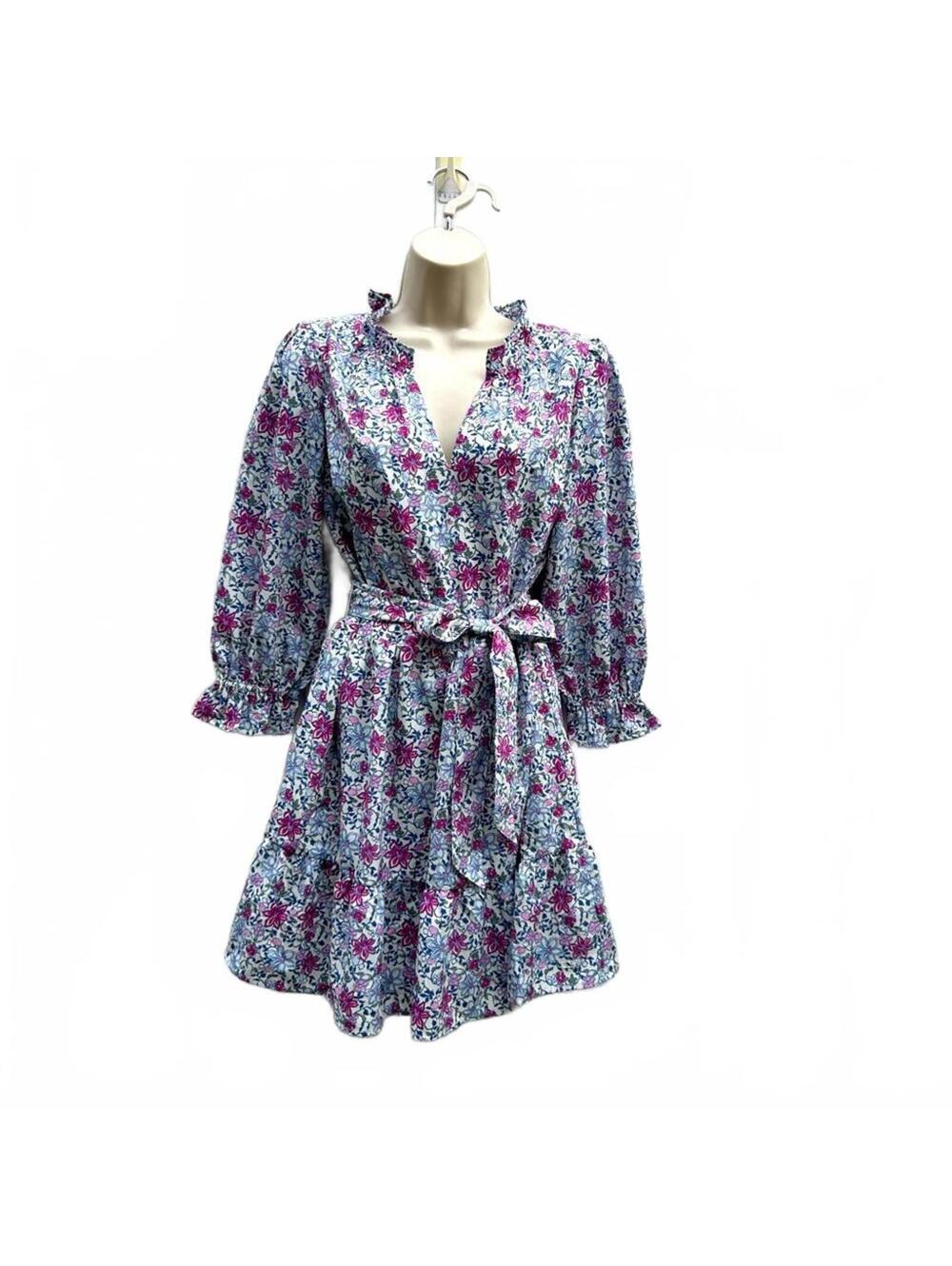 Vineyard Vines Tiered Floral Popover Dress with 3/4 Sleeves | Size XS